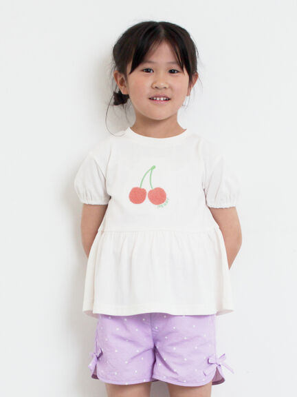 【吸水速乾】サクランボさがら刺繍Tシャツ（オフホワイト/ピンク）｜Samansa Mos2 Lagom（KIDS）（サマンサモスモス ラーゴム）通販