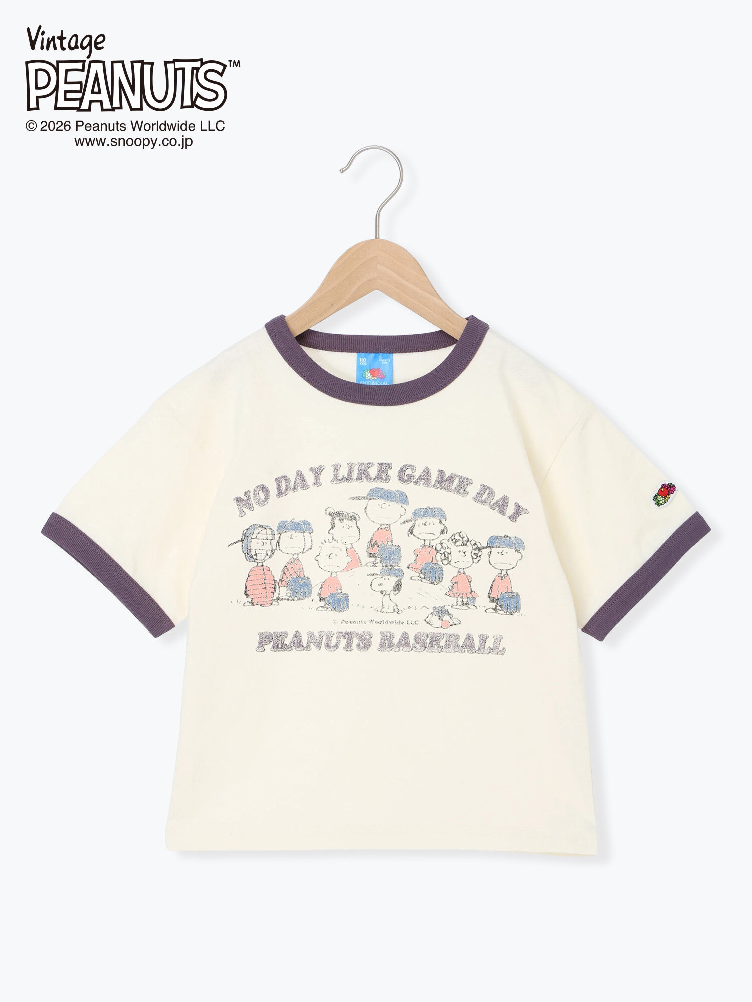 FRUIT OF THE LOOM】PEANUTS プリントリンガーT（オフホワイト