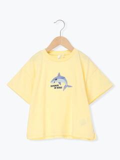 吸水速乾】サメ刺繍Tシャツ（イエロー/グリーン/ブルー/トップス/T
