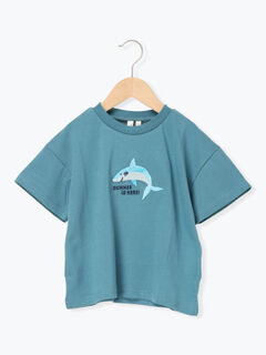 吸水速乾】サメ刺繍Tシャツ（イエロー/グリーン/ブルー/トップス/T