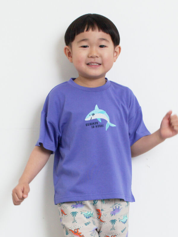 セール】 【吸水速乾】サメ刺繍Tシャツ（イエロー/グリーン/ブルー