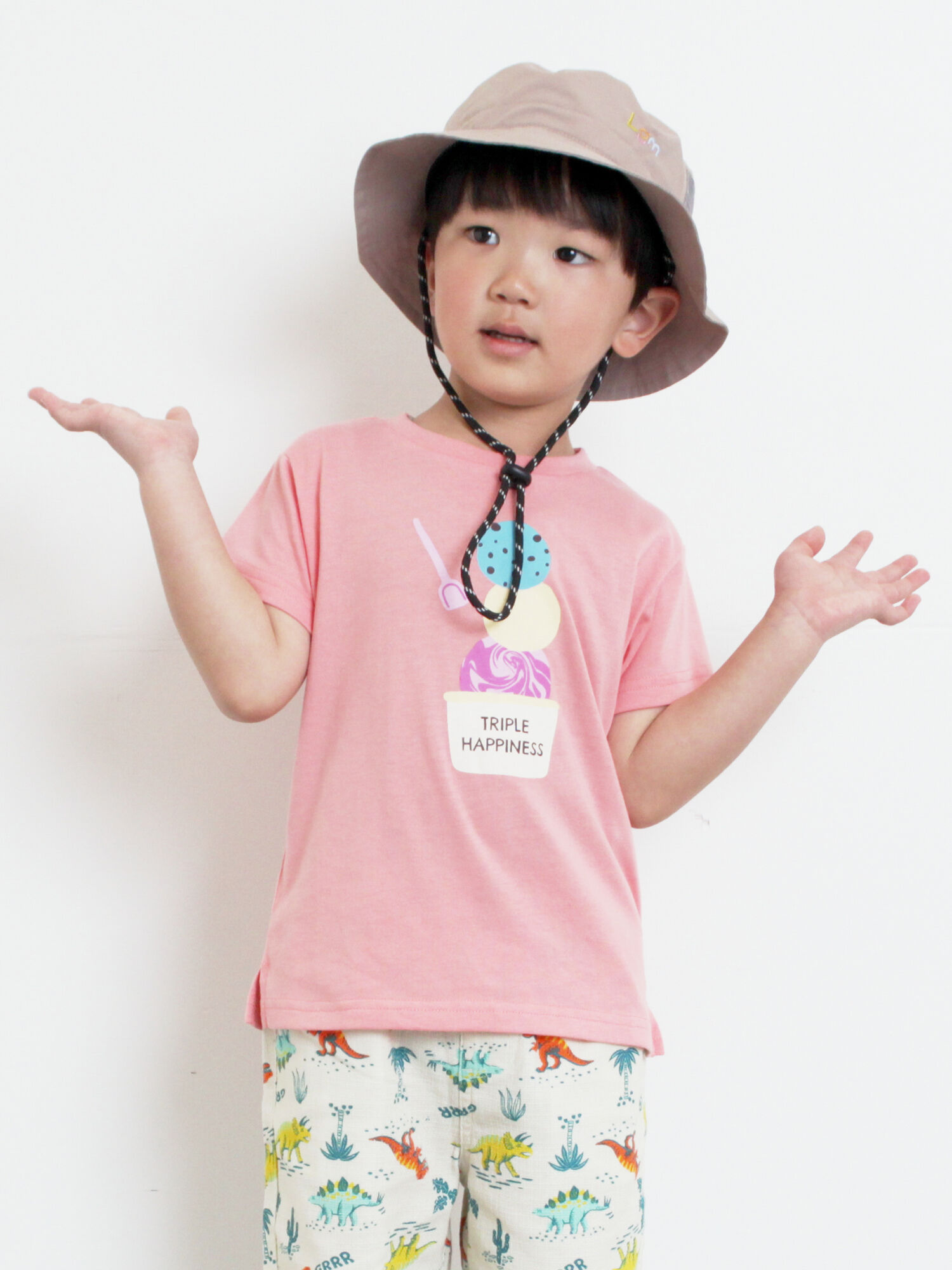 吸水速乾】アイスプリントTシャツ（ピンク/サックスブルー/トップス/T