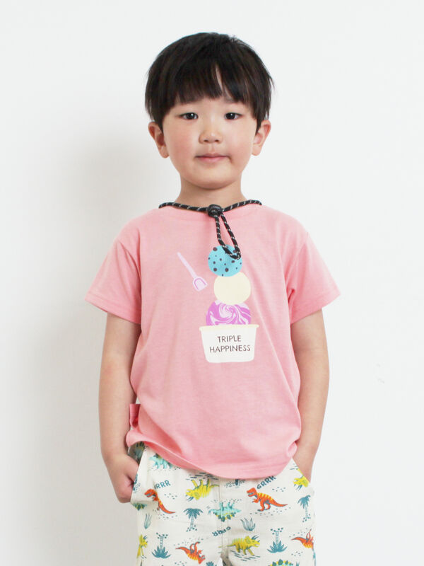 セール】 【吸水速乾】アイスプリントTシャツ（ピンク/サックスブルー