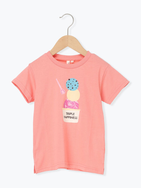 セール】 【吸水速乾】アイスプリントTシャツ（ピンク/サックスブルー