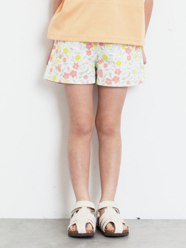期間限定】 ☆ショート丈花柄ひんやりパンツ（ピンク/サックスブルー