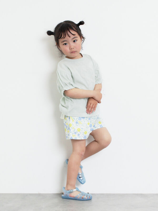 期間限定】 ☆ショート丈花柄ひんやりパンツ（ピンク/サックスブルー