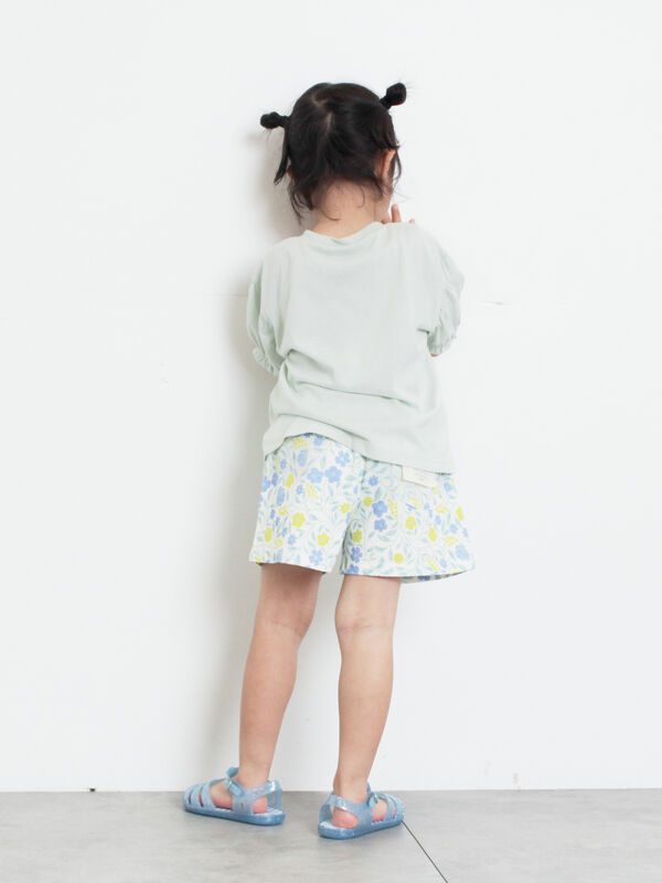 期間限定】 ☆ショート丈花柄ひんやりパンツ（ピンク/サックスブルー