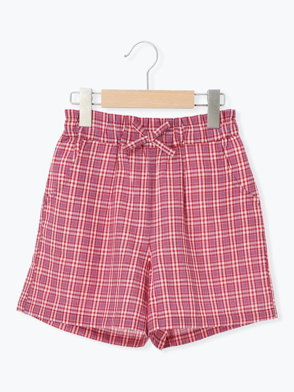チェックショートパンツ(セットアップ可)（レッド/イエロー/ボトムス