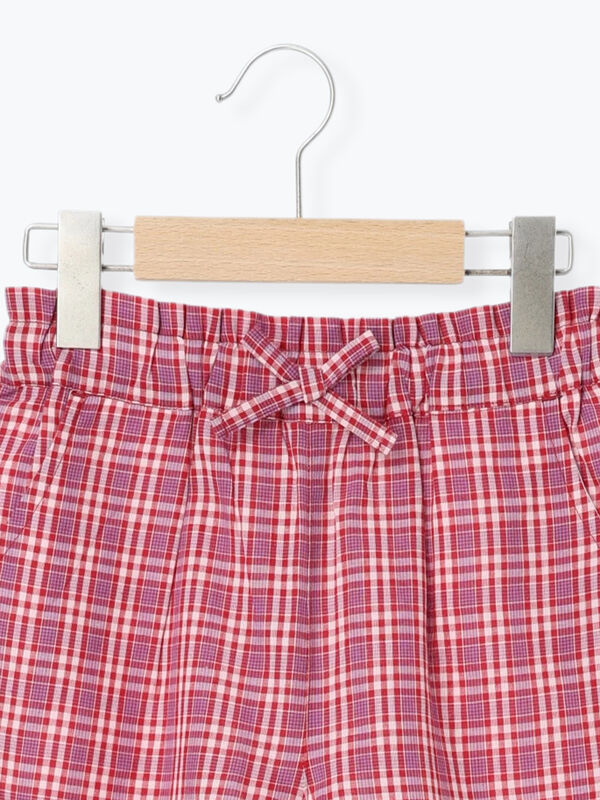 140・150】チェックショートパンツ(セットアップ可)（レッド/イエロー