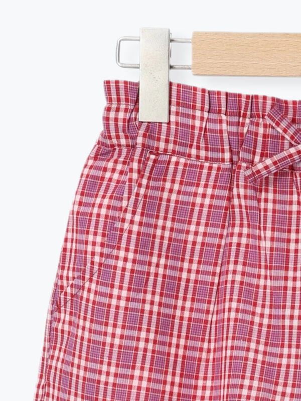 140・150】チェックショートパンツ(セットアップ可)（レッド/イエロー