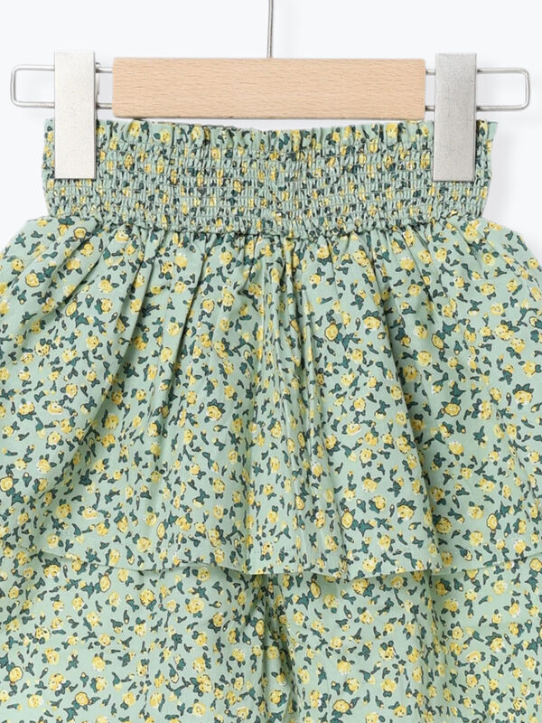 アルベロベロ　ブタさんお花可愛い裾フリルキュロットスカート セール】 ☆花柄フリルキュロット（ミント/サックスブルー/ボトムス