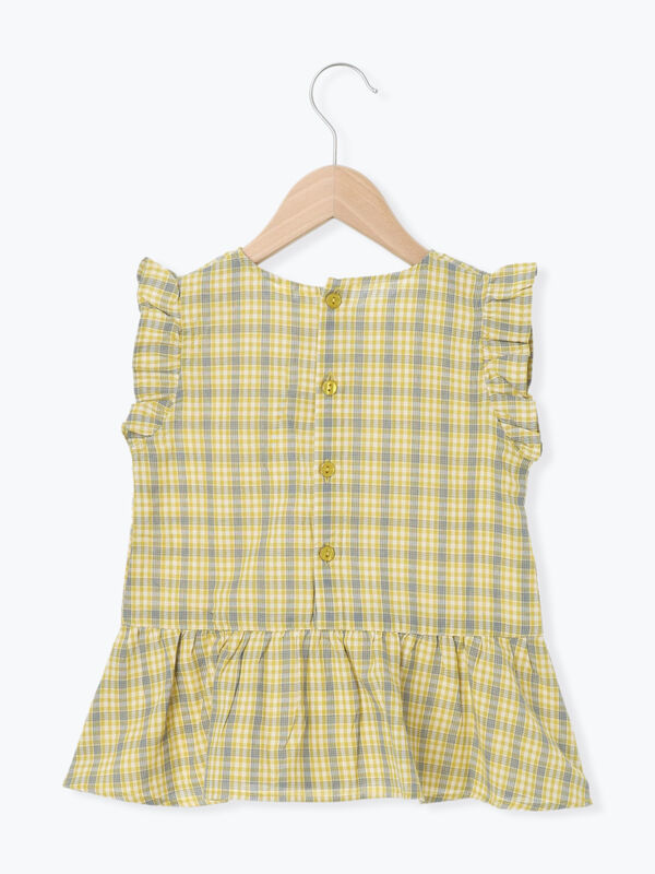 ♡F2♡2026SS♡フランキーグロウ♡フリルブラウス イエロー チェック ♡F2♡2026SS♡フランキーグロウ♡フリルブラウス イエロー チェック