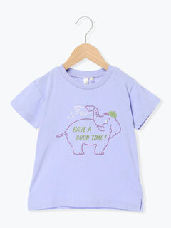 吸水速乾】ゾウ刺繍Tシャツ（イエロー/パープル/トップス/Tシャツ