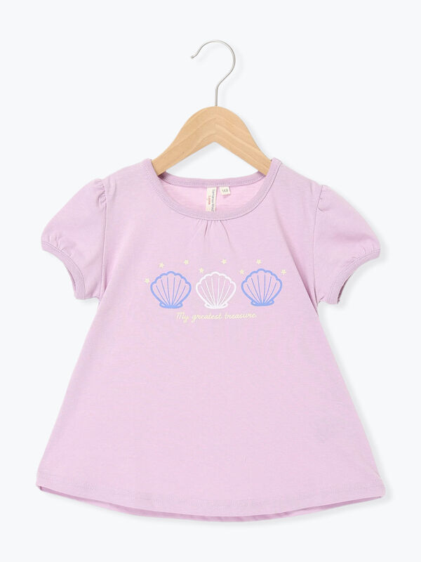 吸水速乾】貝殻プリントTシャツ（サックスブルー/ラベンダー/トップス