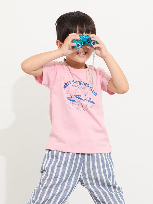 セール】 【吸水速乾】サーフィンプリントTシャツ（ピンク/ブルー
