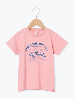 吸水速乾】サーフィンプリントTシャツ（ピンク/ブルー/トップス/T