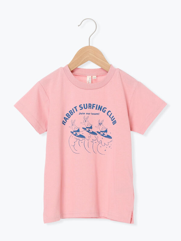 セール】 【吸水速乾】サーフィンプリントTシャツ（ピンク/ブルー
