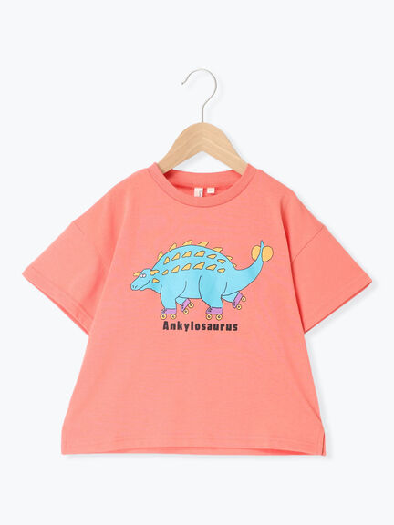 セール】 【吸水速乾】恐竜プリントTシャツ（チャコールグレー