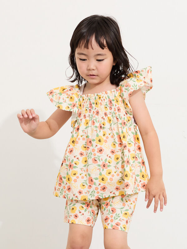 セール】 ☆花柄ショートパンツ(セットアップ可)（オフホワイト