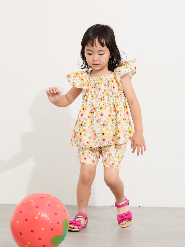 セール】 ☆花柄ショートパンツ(セットアップ可)（オフホワイト