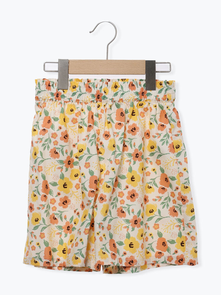 140・150】花柄ショートパンツ(セットアップ可)（オフホワイト 