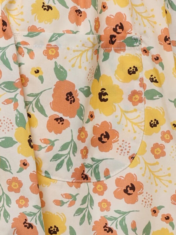 140・150】花柄ショートパンツ(セットアップ可)（オフホワイト