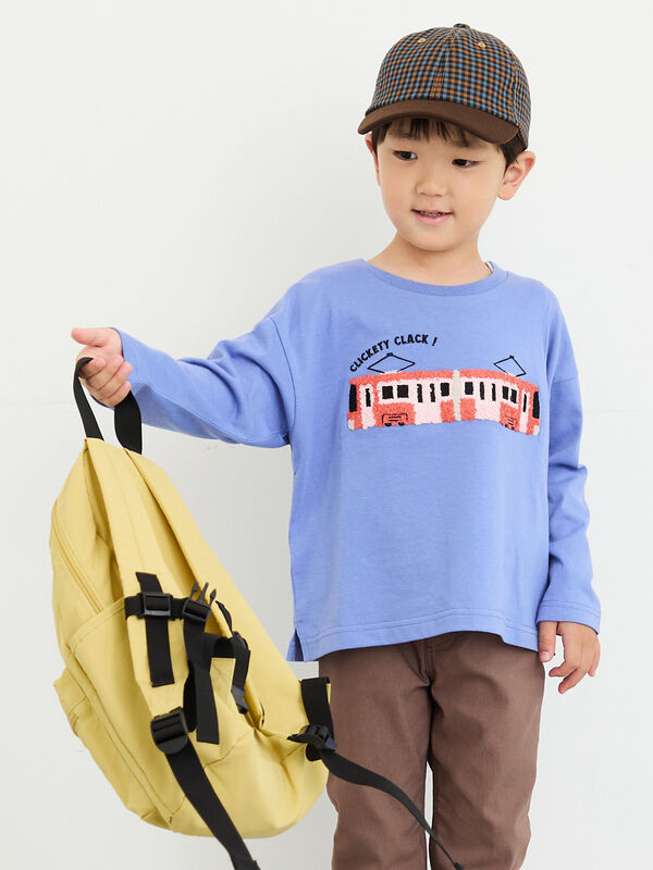 期間限定】 電車さがら刺繍ロンT（レッド/グリーン/ブルー/トップス/T