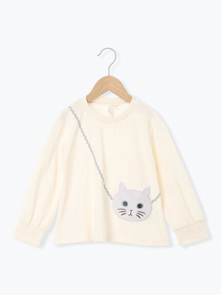 期間限定】 ネコポシェットロンT（ピンク/キナリ/トップス/Tシャツ