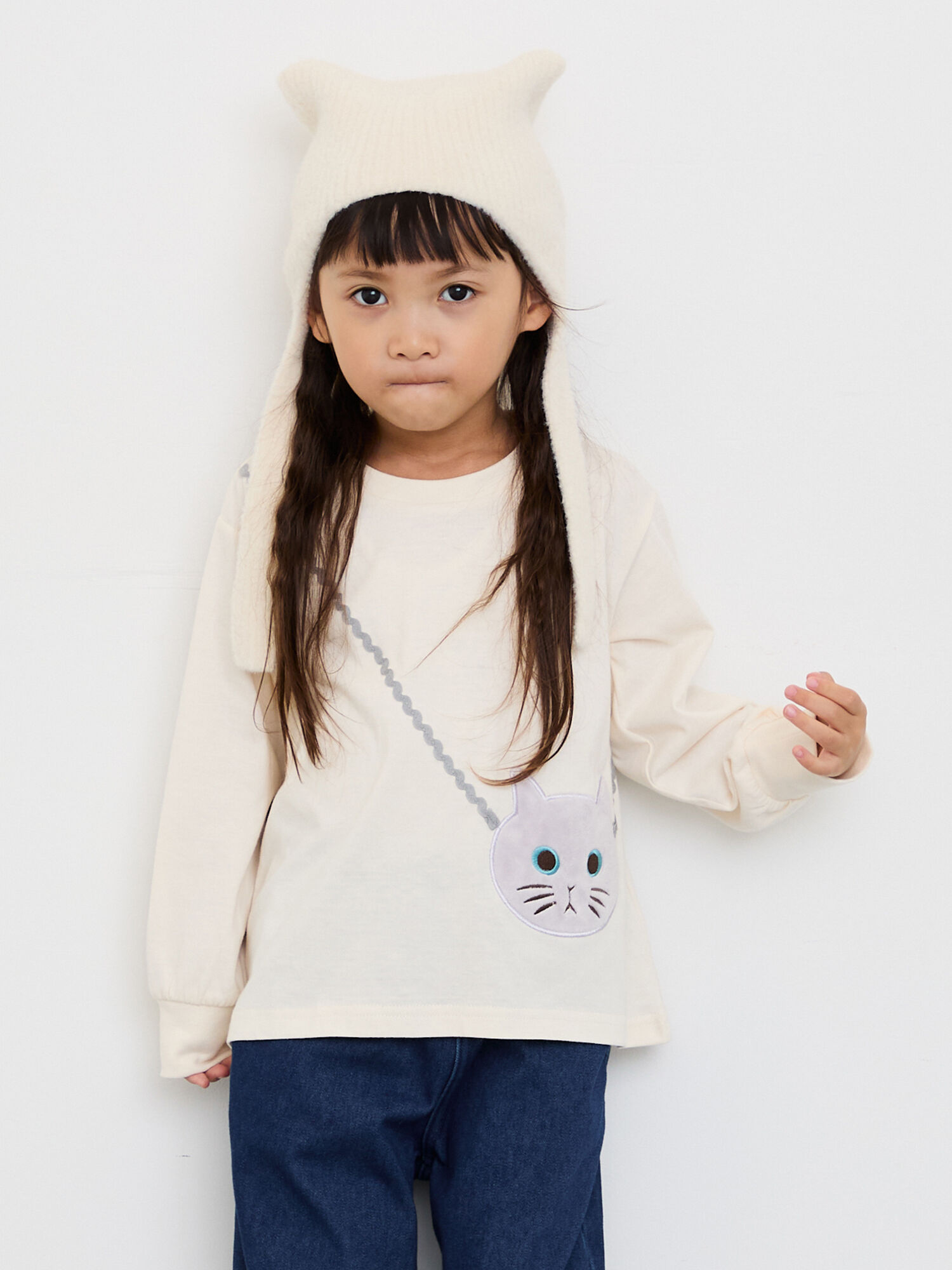 Wolfgang G 吠え対策改善サンダーシャツXSサイズプレミアムピンク美品 ネコポシェットロンT（ピンク/キナリ/トップス/Tシャツ）| Samansa