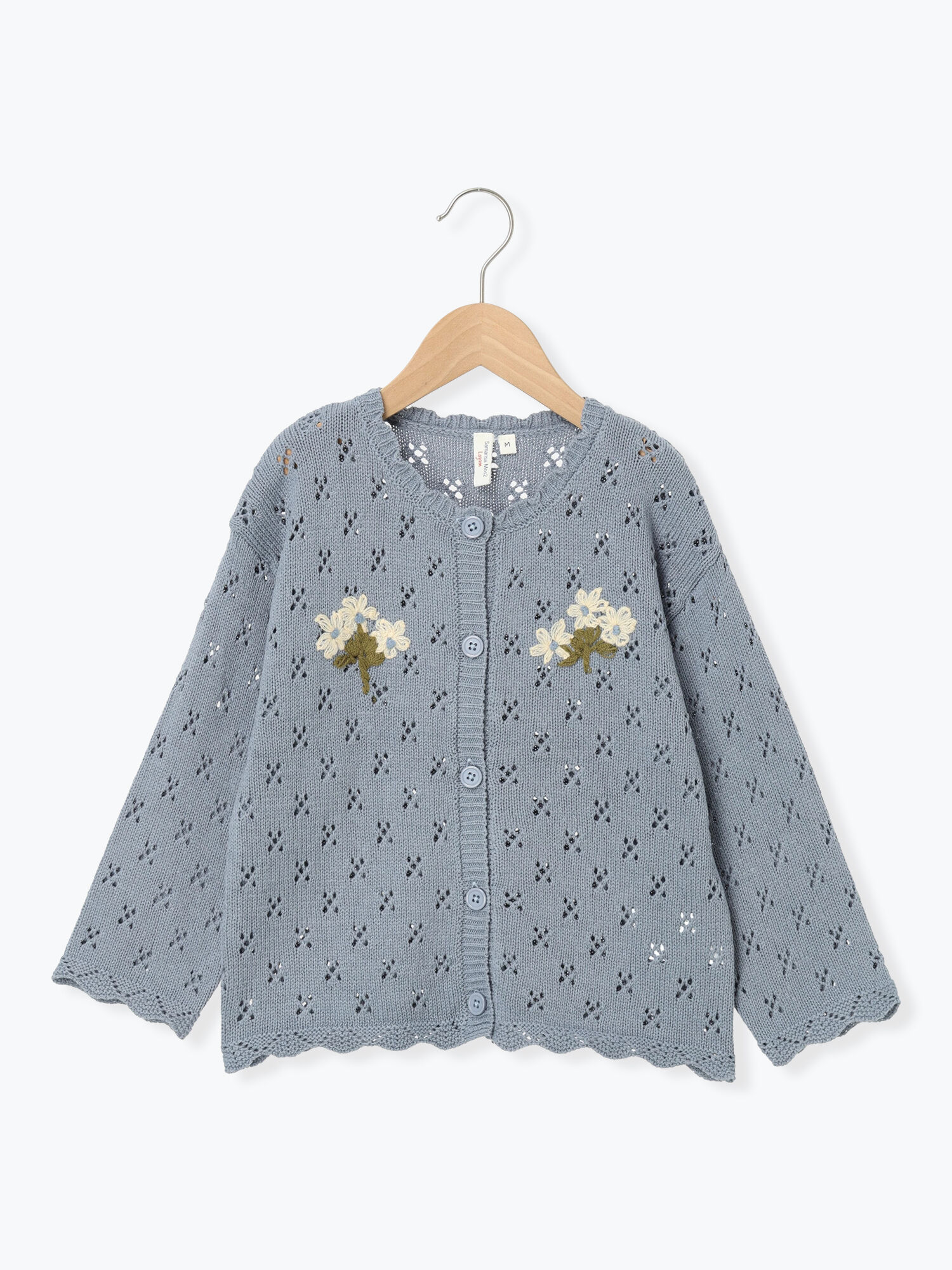 花刺繍ニットカーディガン（ブラウン/ブルー/トップス/カーディガン