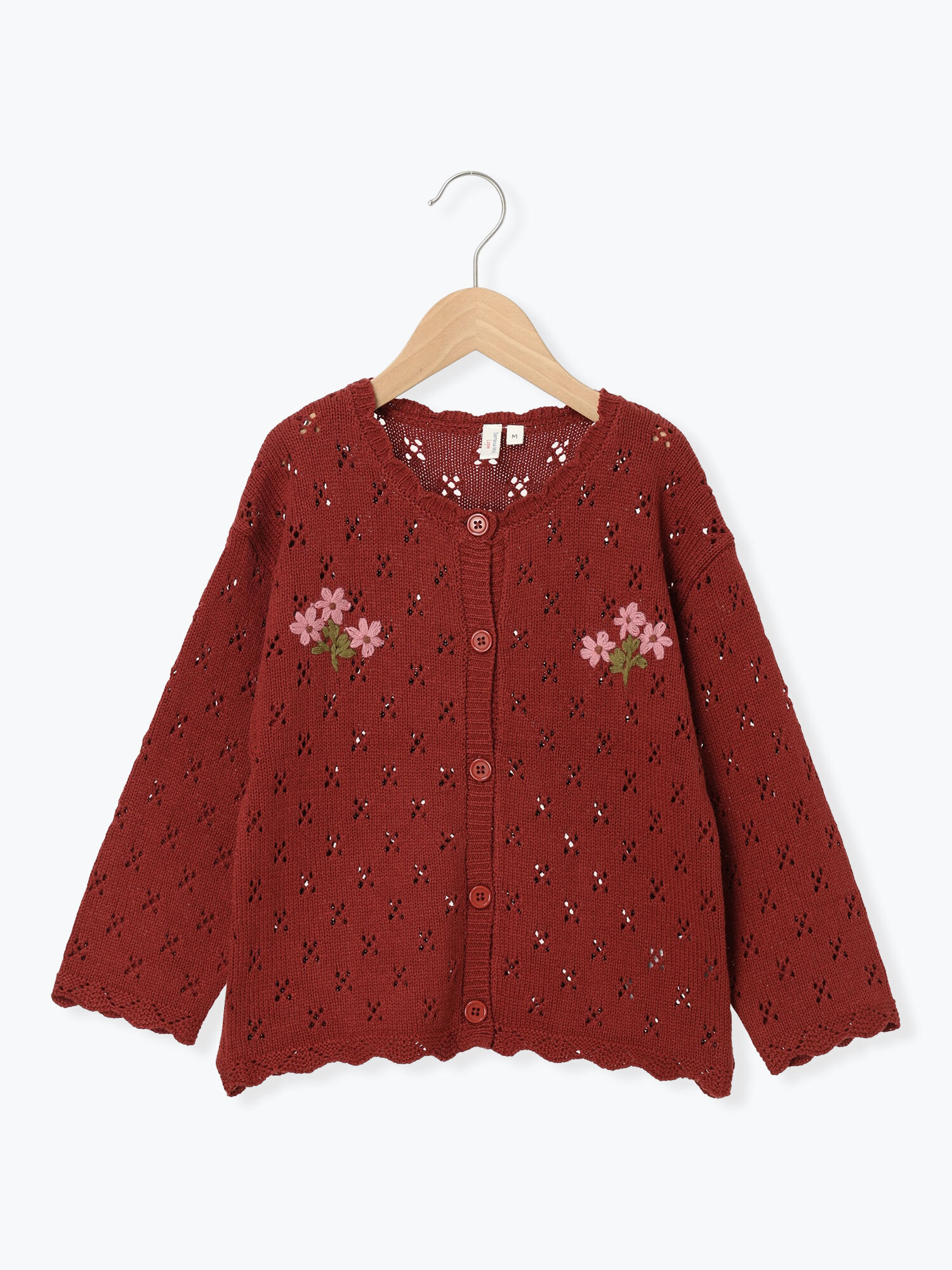 花刺繍ニットカーディガン（ブラウン/ブルー/トップス/カーディガン