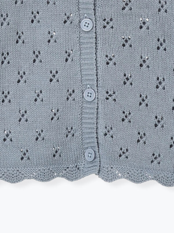 花刺繍ニットカーディガン（ブラウン/ブルー/トップス/カーディガン