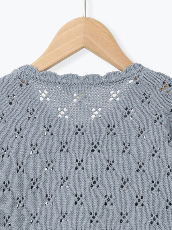花刺繍ニットカーディガン（ブラウン/ブルー/トップス/カーディガン