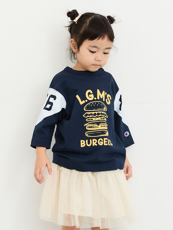 Champion別注】7分袖フットボールTシャツ（イエロー/ネイビー/トップス