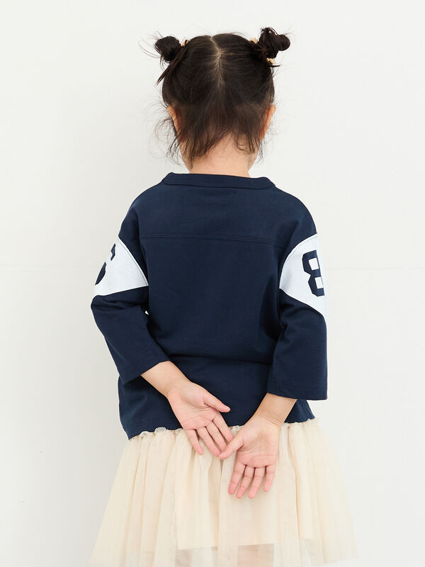 Champion別注】7分袖フットボールTシャツ（イエロー/ネイビー/トップス