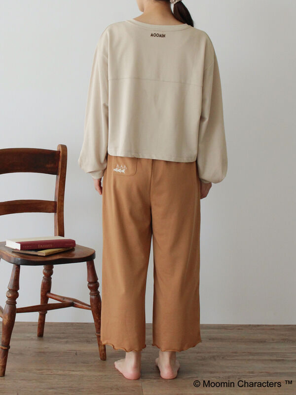 Moomin×Et grenier】リトルミイ裾メローパンツ（キャメル/ネイビー  