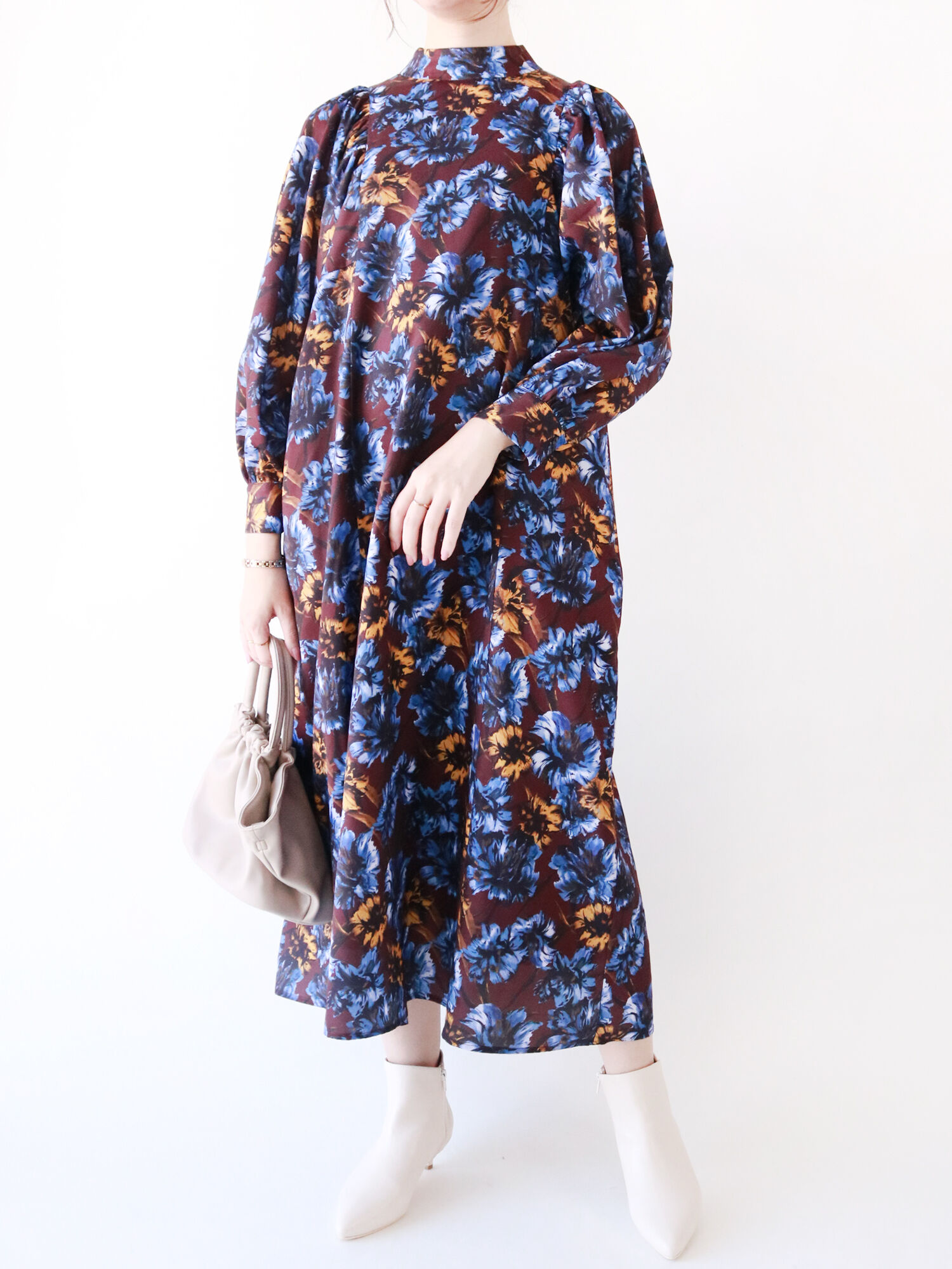 セール フラワープリントハイネックワンピース ボルドー グリーン ワンピース Te Chichi Classic テチチ クラシック 公式通販