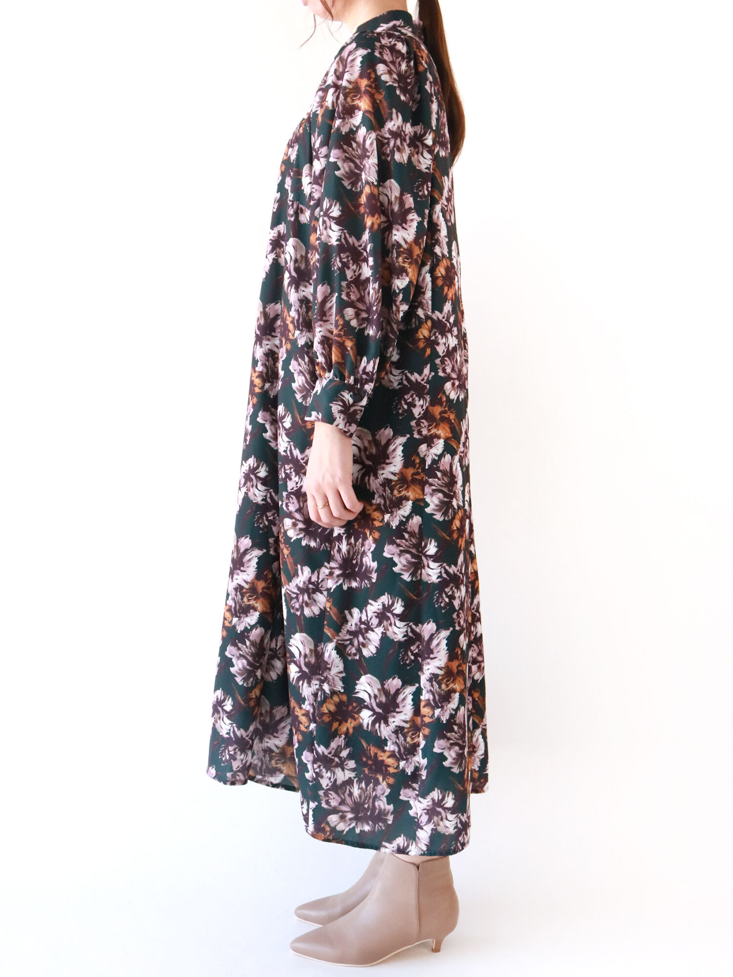 セール フラワープリントハイネックワンピース ボルドー グリーン ワンピース Te Chichi Classic テチチ クラシック 公式通販