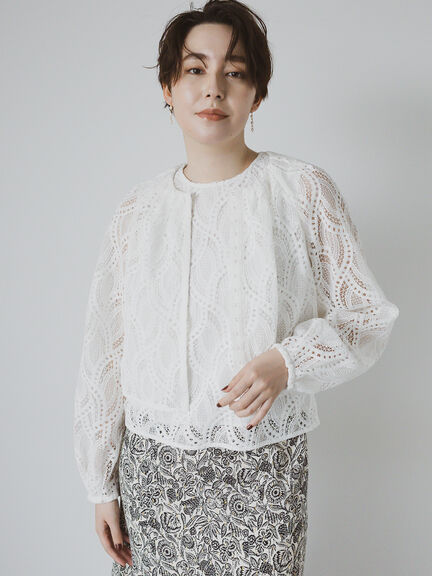 ウェーブケミカルレースノーカラーブルゾン（セットアップ可）《2025summer catalog item》（オフホワイト）｜Te chichi CLASSIC（テチチ クラシック）通販