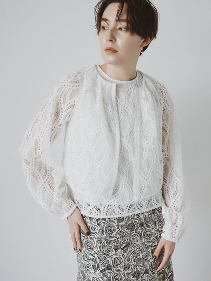 ウェーブケミカルレースノーカラーブルゾン（セットアップ可）《2025summer catalog item》（オフホワイト）｜Te chichi CLASSIC（テチチ クラシック）通販