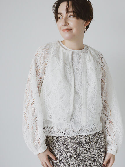 ウェーブケミカルレースノーカラーブルゾン（セットアップ可）《2025summer catalog item》（オフホワイト）｜Te chichi CLASSIC（テチチ クラシック）通販