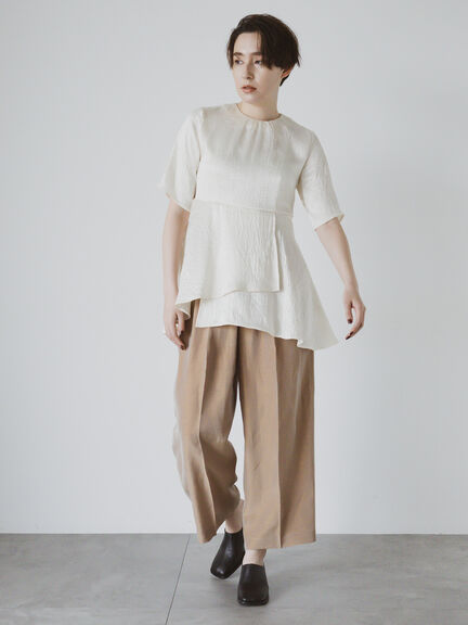 エシカルシャンブレーイージーワイドパンツ（セットアップ可）（接触冷感）《2025summer catalog item》（ベージュ）｜Te chichi CLASSIC（テチチ クラシック）通販