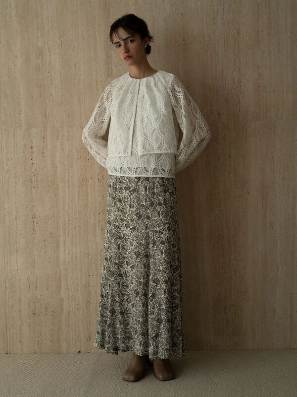 【DEVEAUX】ボタニカルプリントスカート（セットアップ可）《2025summer catalog item》（ベージュ）｜Te chichi CLASSIC（テチチ クラシック）通販