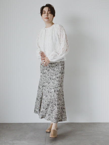 【DEVEAUX】ボタニカルプリントスカート（セットアップ可）《2025summer catalog item》（ベージュ）｜Te chichi CLASSIC（テチチ クラシック）通販