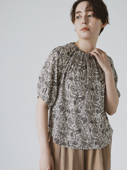 【DEVEAUX】ボタニカルプリントブラウス（セットアップ可）《2025summer catalog item》（ベージュ）｜Te chichi CLASSIC（テチチ クラシック）通販