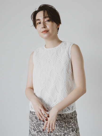 ウェーブケミカルレースノースリブラウス（セットアップ可）《2025summer catalog item》（オフホワイト）｜Te chichi CLASSIC（テチチ クラシック）通販