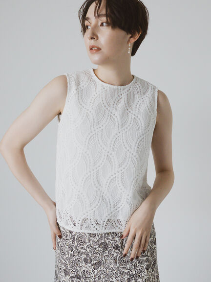 ウェーブケミカルレースノースリブラウス（セットアップ可）《2025summer catalog item》（オフホワイト）｜Te chichi CLASSIC（テチチ クラシック）通販