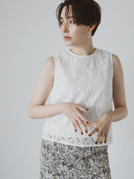 ウェーブケミカルレースノースリブラウス（セットアップ可）《2025summer catalog item》（オフホワイト）｜Te chichi CLASSIC（テチチ クラシック）通販