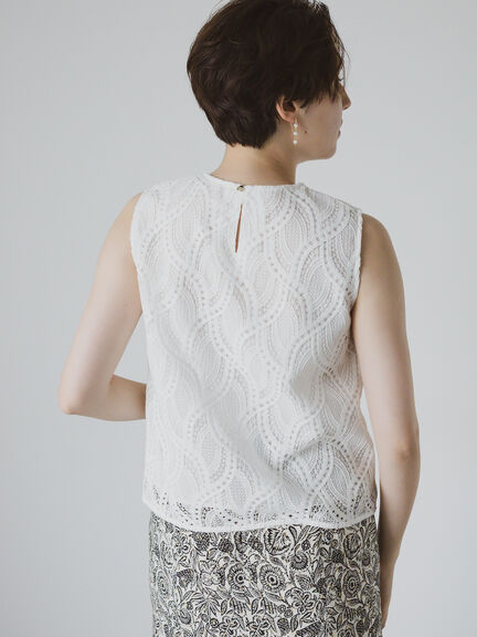 ウェーブケミカルレースノースリブラウス（セットアップ可）《2025summer catalog item》（オフホワイト）｜Te chichi CLASSIC（テチチ クラシック）通販