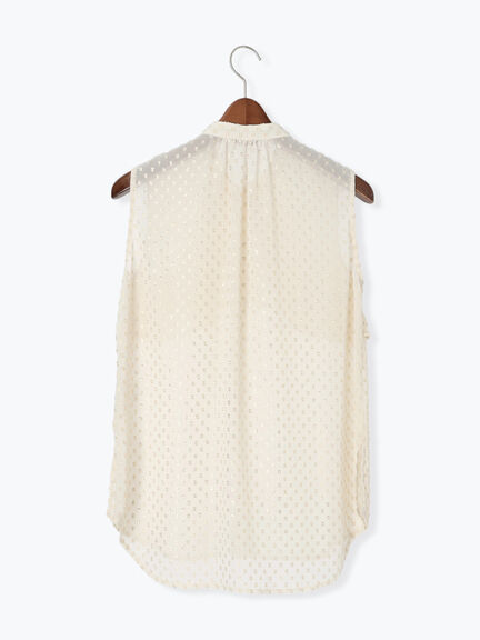 【JAPAN FABRIC】箔ドットジャガードラッフルヨークブラウス《2025summer catalog item》（ベージュ）｜Te chichi CLASSIC（テチチ クラシック）通販
